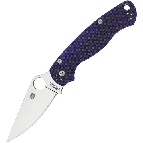 Spyderco Paramilitary 2 Folding Knife - 3.45" CPM-S110V Satin Plain Blade Blue G10 Handle