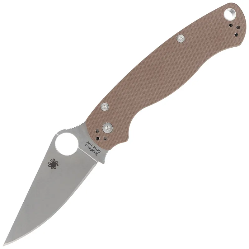 Spyderco Paramilitary 2 Sprint Run Lightweight Folding Knife - 3.47" CPM-15V Blade Bown FRN Handle Cyclaire Knives and Tools