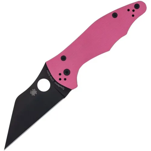 Spyderco Yojimbo 2 Sprint Run Folding Knife - 3.125" CPM-S30V Black Plain Blade Pink G10 Handle