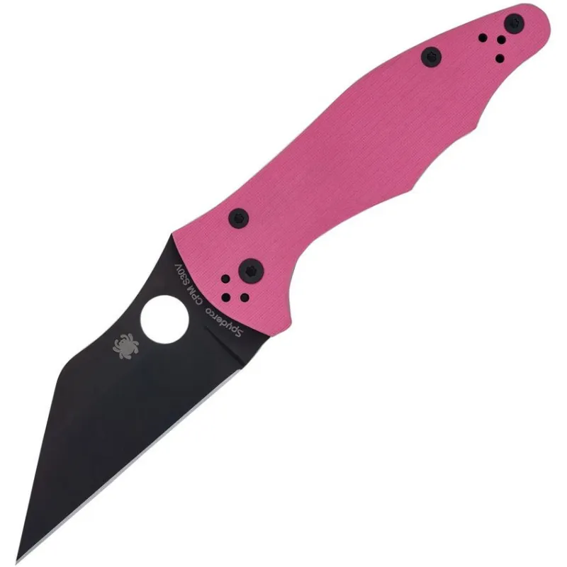 Spyderco Yojimbo 2 Sprint Run Folding Knife - 3.125" CPM-S30V Black Plain Blade Pink G10 Handle Cyclaire Knives and Tools