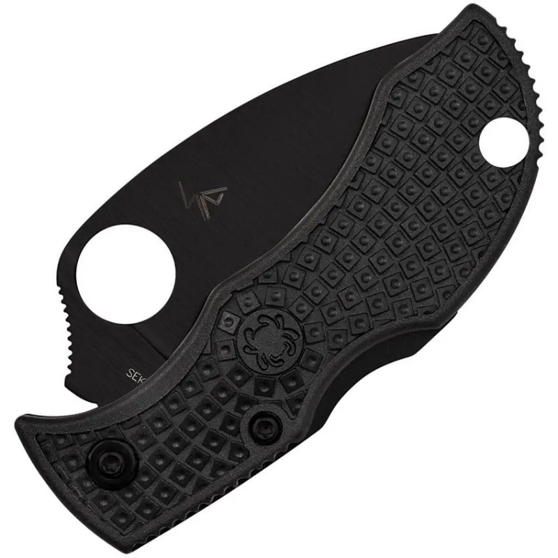 Spyderco Manbug Folding Knife - 1.9" Black VG10 Stainless Wharncliffe Plain Blade Black Handle Cyclaire Knives and Tools