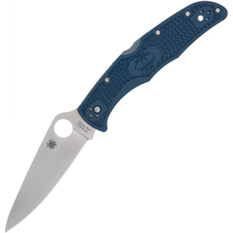 Spyderco Endura 4 LW Plain Blade - 3.75" CPM-SPY27 Stainless Steel Blade Cobalt Blue Handle Cyclaire Knives and Tools
