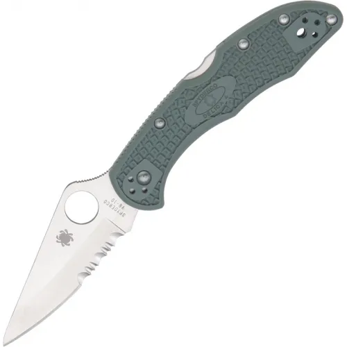 Spyderco Delica 4 Folding Knife - 2.9" VG-10 Part Serrated Blade Foliage Green FRN Handle