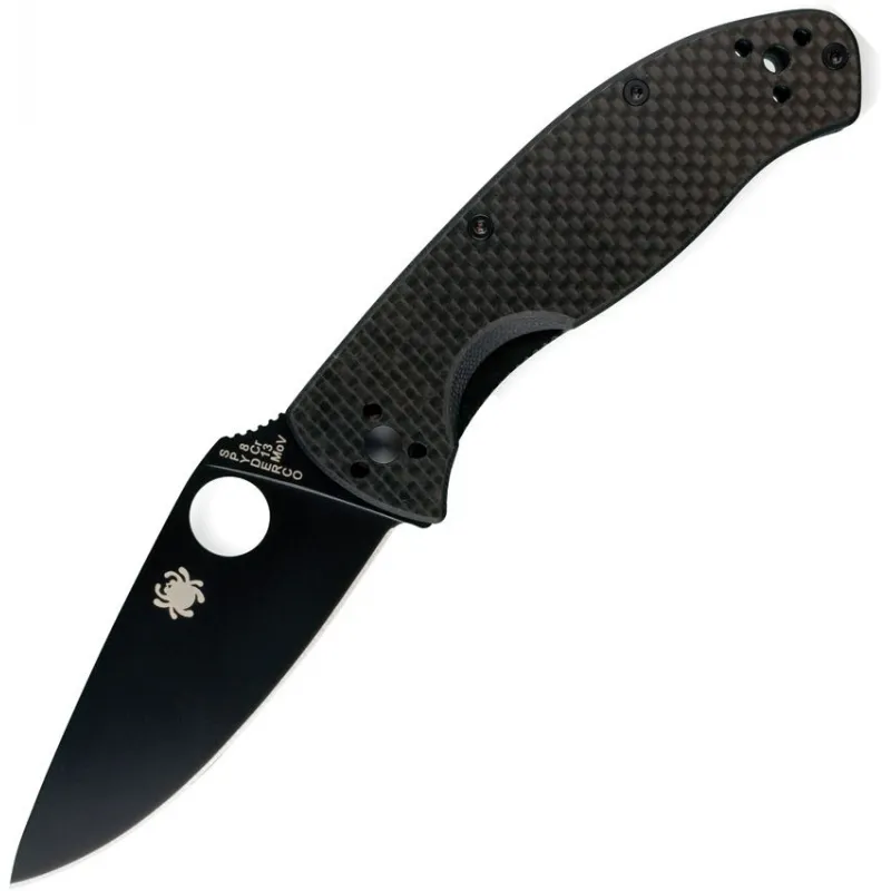 Spyderco Tenacious Folding Knife - 3.39" Black 8Cr13MoV Stainless Steel Blade Carbon Fiber and G10 Handle Cyclaire Knives and Tools