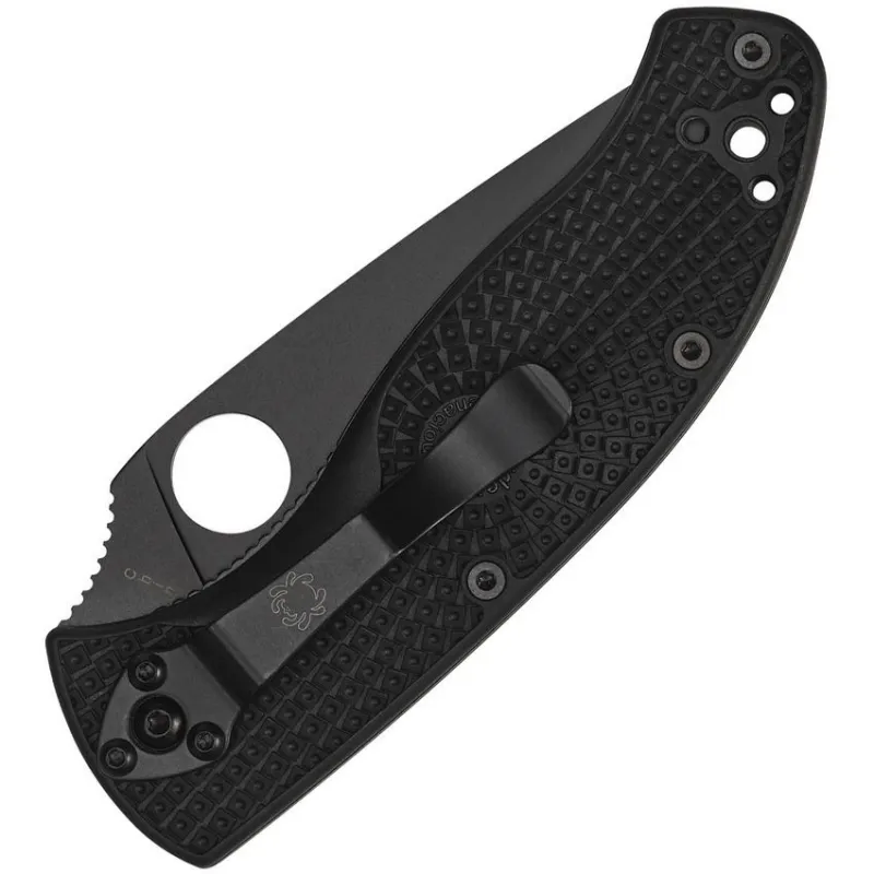 Spyderco LW Tenacious Folding Knife - 3.39" 8Cr13MoV Black Stainless Steel Plain Blade Black Handle Cyclaire Knives and Tools