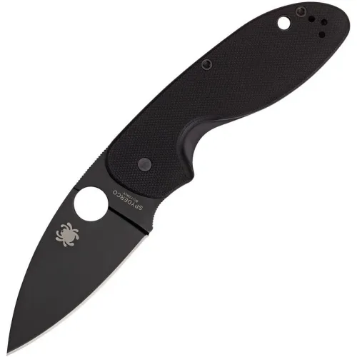Spyderco Efficient Folding Knife - 3" Black Coated 8Cr13Mov Stainless Steel Blade Black G10 Handle