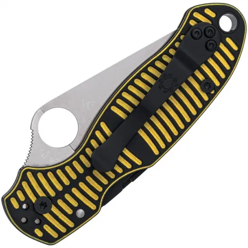 Spyderco Paramilitary 3 Salt Folding Knife - 2.92" CPM-MagnaCut Satin Plain Blade Yellow and Black G10 Handle