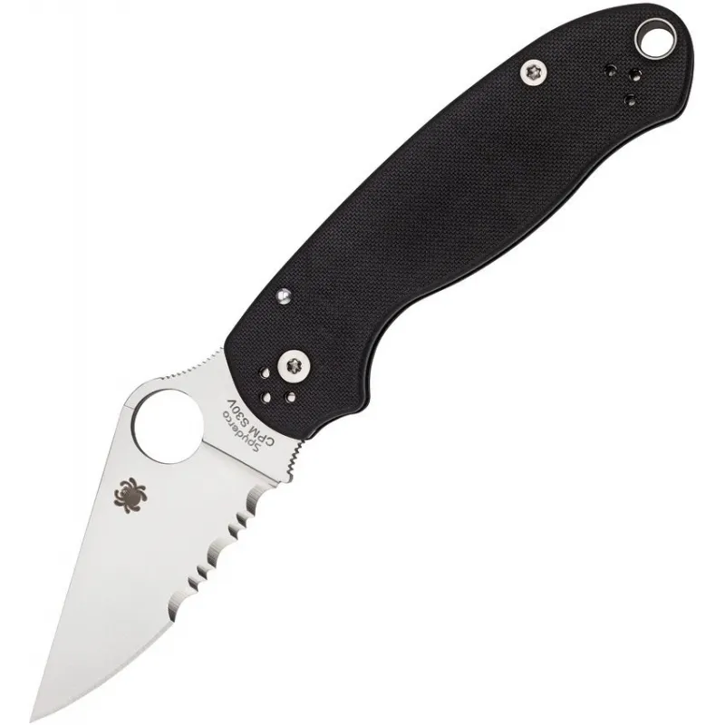Spyderco Paramilitary 3 Folding Knife - 3" CPM-S45VN Part Serrated Blade Black G10 Handle Cyclaire Knives and Tools