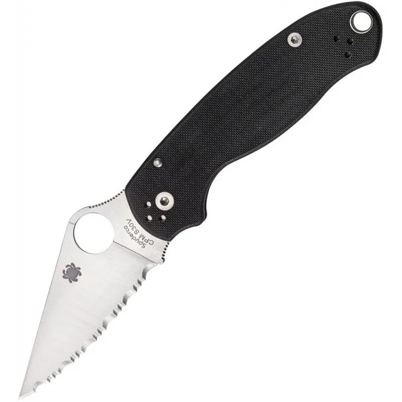 Spyderco Paramilitary 3 Folding Knife - 3" CPM-S45VN Spyderedge Serrated Blade Black G10 Handle Cyclaire Knives and Tools
