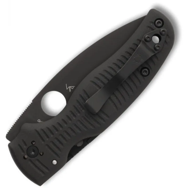 Spyderco Shaman Salt Folding Knife - 3.58" CPM-MagnaCut Black DLC Plain Blade Black G10 Handle Cyclaire Knives and Tools