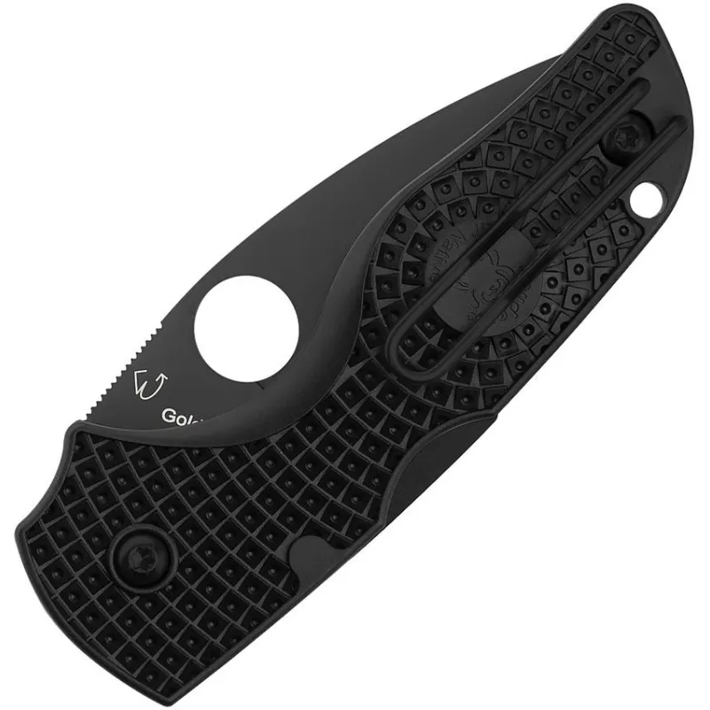 Spyderco Lil' Native Folding Knife - 2.38" Serrated CTS-BD1 Black DLC Coated Blade Black Textured FRN Handle Cyclaire Knives and Tools