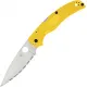 Spyderco Native Chief Lightweight Salt Folding Knife - 4" Serrated CPM-MagnaCut Plain Blade Yellow FRN Handle Cyclaire Knives and Tools