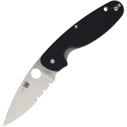 Spyderco Emphasis Folding Knife - 3.63" Part Serrated 8Cr13Mov Stainless Steel Blade Black G10 Handle