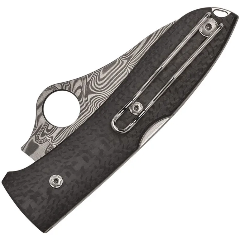 Spyderco Max SpyOpera Sprint Run Folding Knife - 2.9" Thor Damasteel Blade Carbon Fiber Handle Cyclaire Knives and Tools