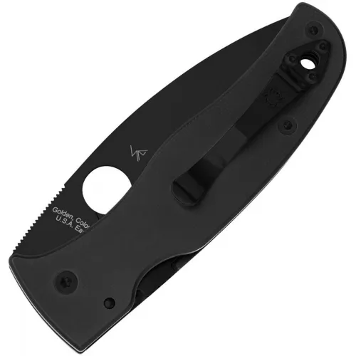 Spyderco Bodacious Folding Knife - 3.66" S30V Black DLC Leaf Shaped Serrated Blade Smooth Black G10 Handle