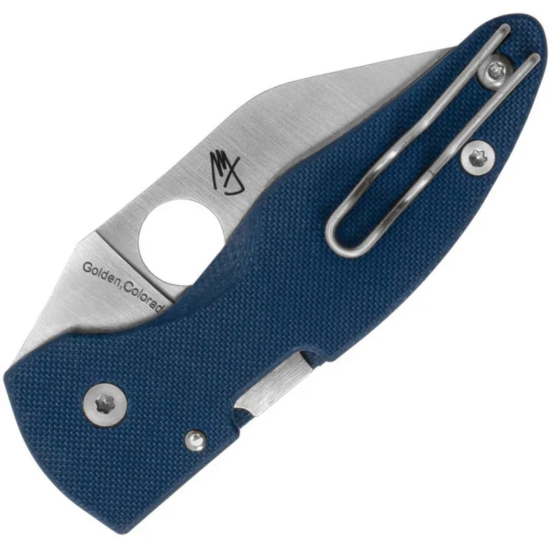 Spyderco MicroJimbo Folding Knife - 2.45" CPM-SPY27 Plain Blade Blue G10 Handle Cyclaire Knives and Tools