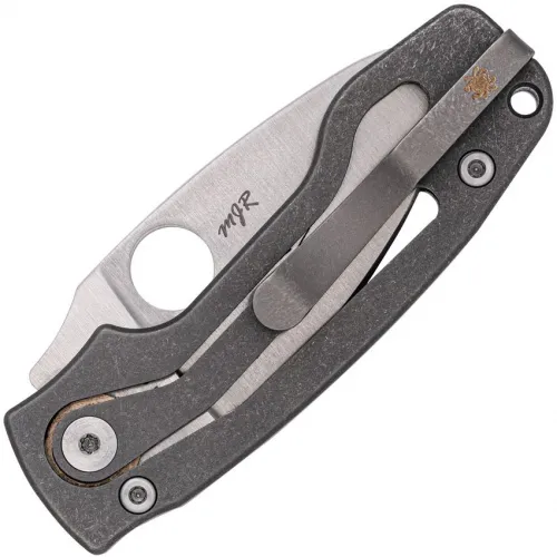 Spyderco PITS 2 UK EDC Folding Knife - 2.74" M390 Satin Drop Point Blade Skeletonized Titanium Handle