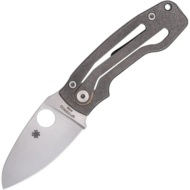 Spyderco PITS 2 UK EDC Folding Knife - 2.74" M390 Satin Drop Point Blade Skeletonized Titanium Handle Cyclaire Knives and Tools