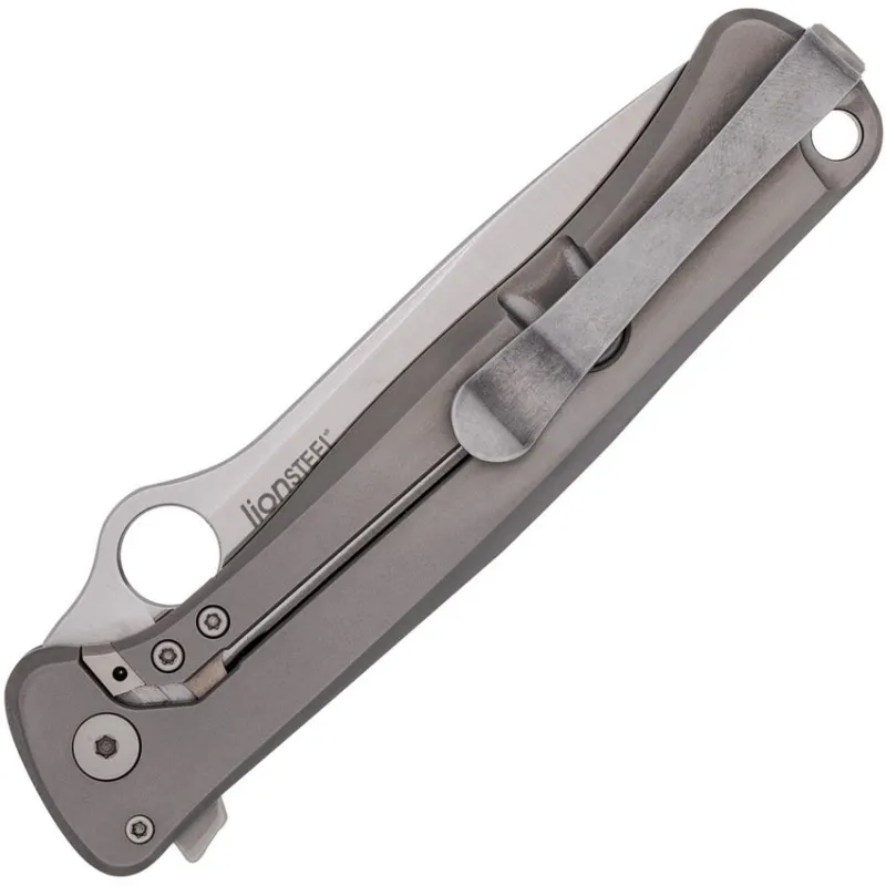 Spyderco Slym LionSteel Pocket Knife - 3.42" M390 Blade Gray PVD Titanium Handle Polar Dark Matter FatCarbon Inlay Cyclaire Knives and Tools