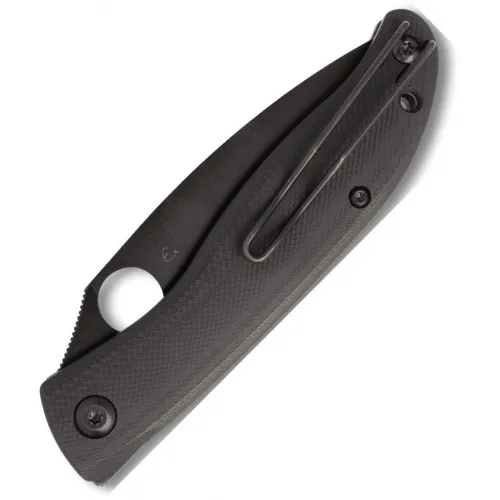 Spyderco Mantra 4 Folding Knife - 3.34" Black Oxide Leaf-Shaped Plain Blade Smooth Black G10 Handle