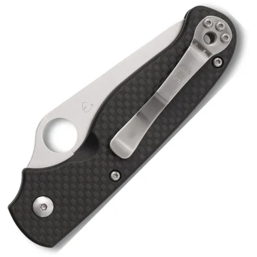 Spyderco ButtonUP Button Lock Folding Knife - 3.25" Part Serrated 8Cr13MoV Stainless Steel Blade Carbon Fiber and G10 Handle