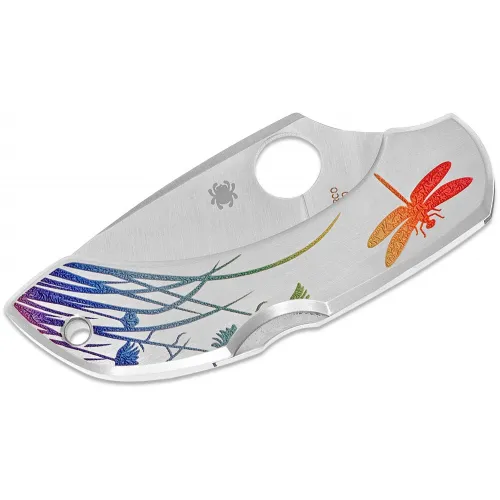 Spyderco Dragonfly SS Tattoo 2.29" VG10 Plain Blade Steel Handles with Etch