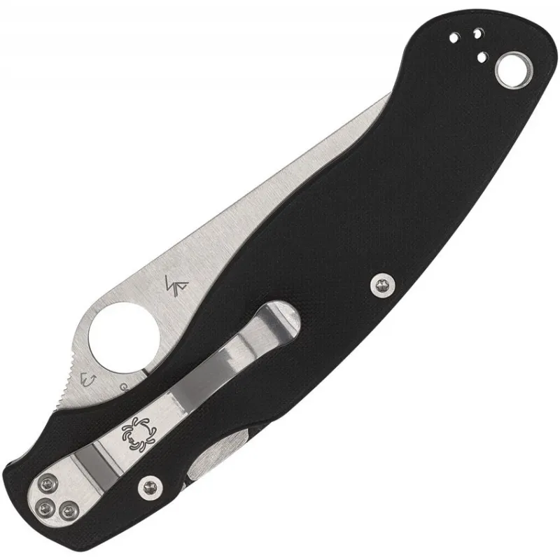 Spyderco Military 2 Compression Lock Folding Knife - 4" S30V Satin Combo Blade Black G10 Handle Cyclaire Knives and Tools