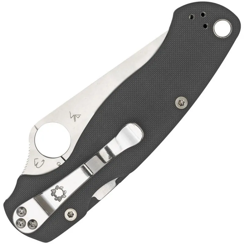 Spyderco Paramilitary 2 Folding Knife - 3.45" Maxamet Satin Plain Blade Dark Grey G10 Handle Cyclaire Knives and Tools