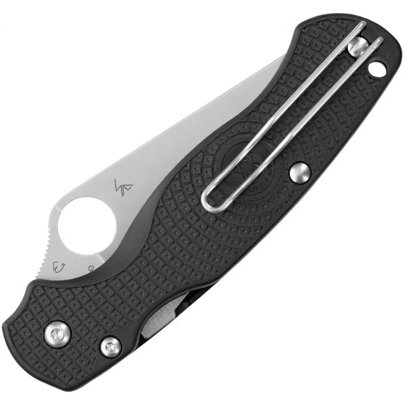 Spyderco Paramilitary 2 Lightweight Spyderedge Folding Knife - 3.42" CTS-BD1 Serrated Stainess Steel Blade Black FRN Handle Cyclaire Knives and Tools