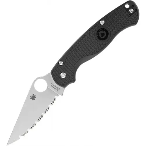 Spyderco Paramilitary 2 Lightweight Spyderedge Folding Knife - 3.42" CTS-BD1 Serrated Stainess Steel Blade Black FRN Handle