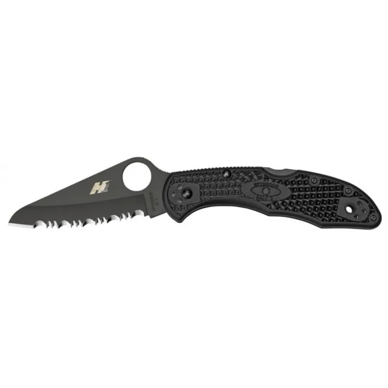 Spyderco Salt 2 LW Folding Knife - 3" H2 Serrated SpyderEdge Black Blade Black FRN Handle Cyclaire Knives and Tools