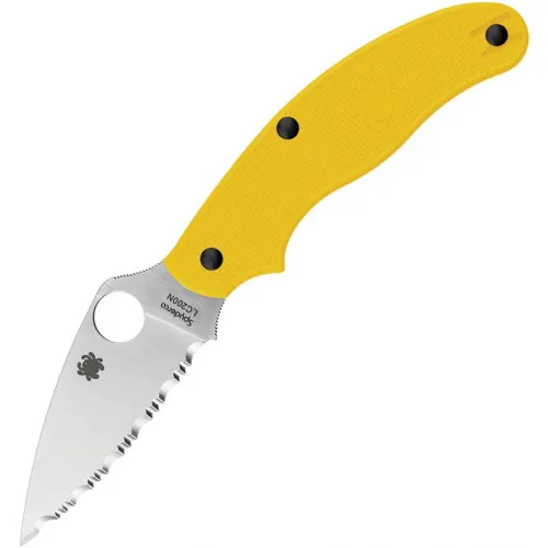 Spyderco UK Penknife Salt UK EDC Knife - 2.9"  CPM-MagnaCut Serrated Blade Yellow Handle