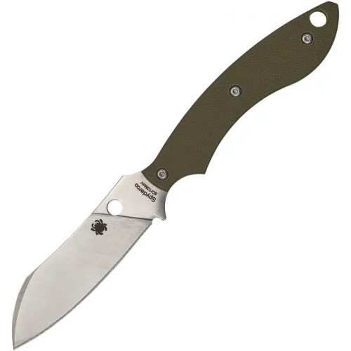 Spyderco Sjoerd Stok Drop Point Knife - 2.95" Satin Plain Blade OD Green G10 Handle
