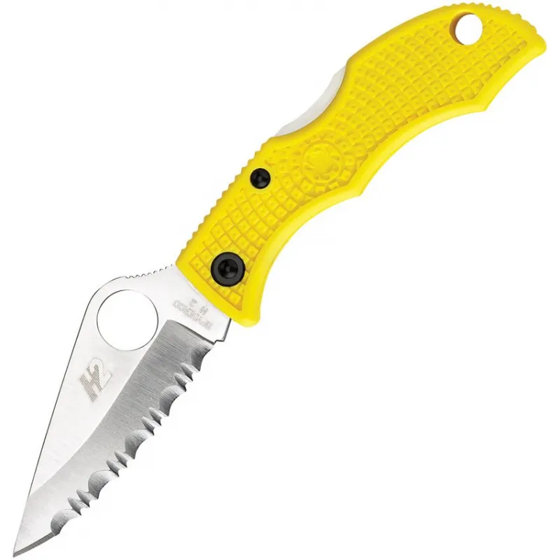 Spyderco Ladybug 3 Salt Key Ring Knife - 1.938" H2 Serrated Blade Yellow FRN Handle Cyclaire Knives and Tools
