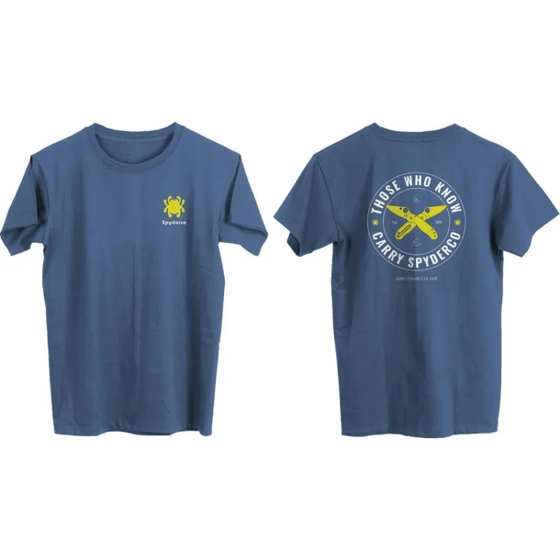 Official Spyderco "Those Who Know" Unisex T-Shirt Blue XX-Large Cyclaire Knives and Tools