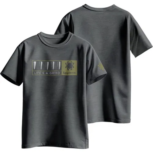 Official Spyderco "Life's A Grind" Unisex T-Shirt Gray XLarge