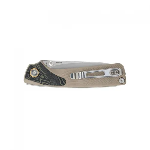SRM Knives Dome UK EDC Pocket Knife - 2.99" 14C28N Stainless Steel DP Blade Dark Desert G10 Handle
