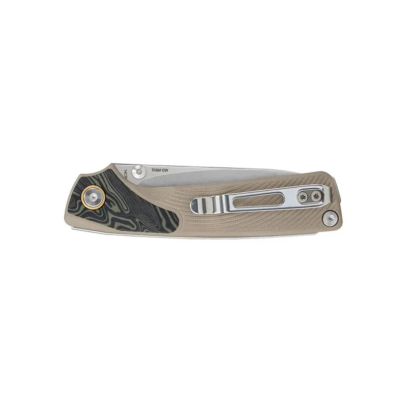 SRM Knives Dome UK EDC Pocket Knife - 2.99" 14C28N Stainless Steel DP Blade Dark Desert G10 Handle Cyclaire Knives and Tools