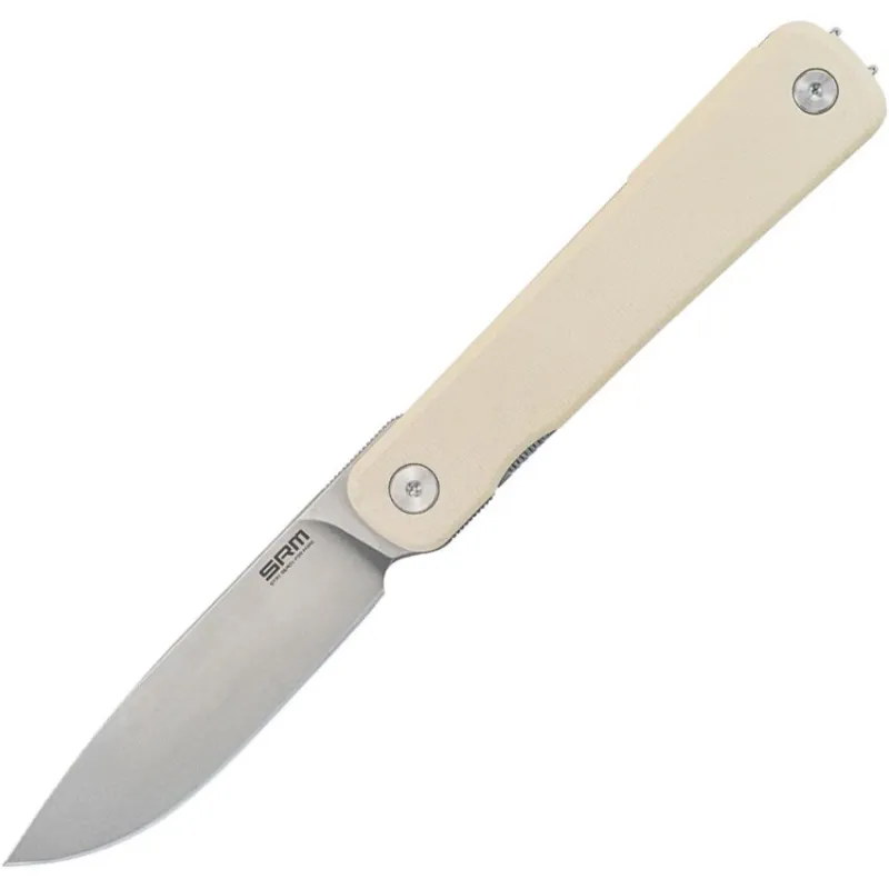 SRM Knives Palfrey Folding Knife - 3.25" 14C28N Stainless Steel Blade Ivory G10 Handle Cyclaire Knives and Tools