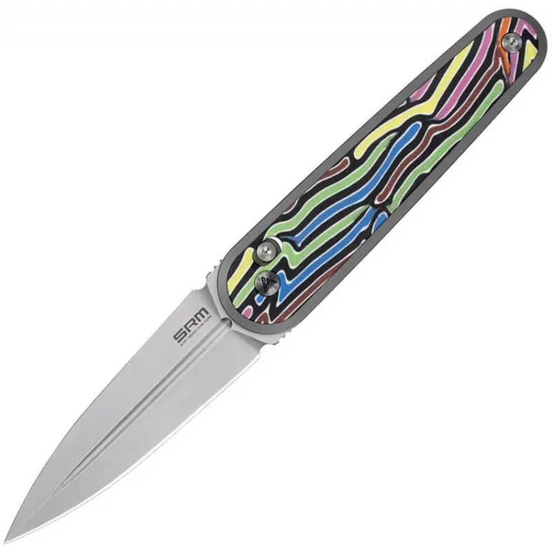SRM Knives Twin 251MBGX Pocket Knife - 2.99" Bohler N690 Blade Multi Colour G10 Handle Cyclaire Knives and Tools
