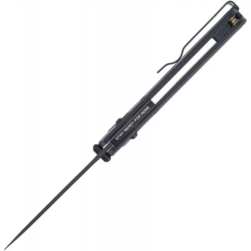 SRM Knives 255L-FB2 Ambi-Lock Folding Knife - 3.25" Laminated 140Cr Bead Blast Finish Blade Shredded Carbon Fiber Handle Cyclaire Knives and Tools