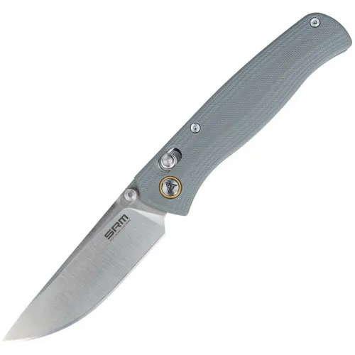 SRM Knives 255L-GK2 Ambi-Lock Folding Knife - 3.2" 10Cr15CoMoV Blade Grey G10 Handle