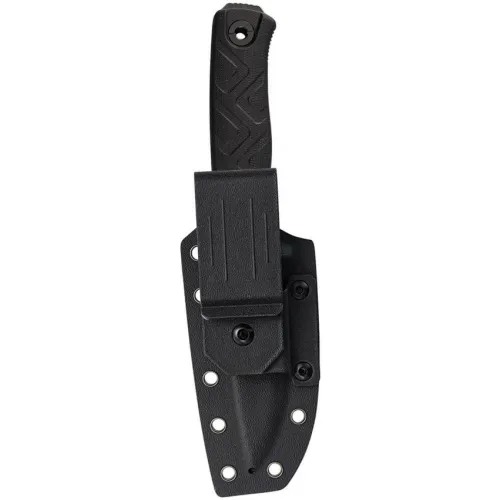 SRM Knives 702TGB Bushcraft Fixed Blade Knife - 3.88" Black 14C28N Stainless Steel Blade Black Sculpted G10 Handle