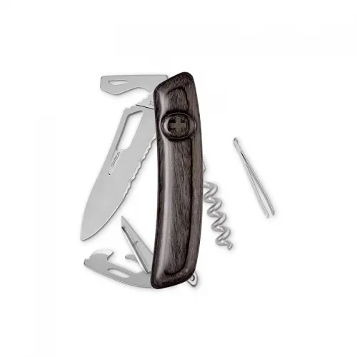 Swiza SH03TR AM Laminate Black 11 Function Multi Tool - 2.95" Part Serrated Blade