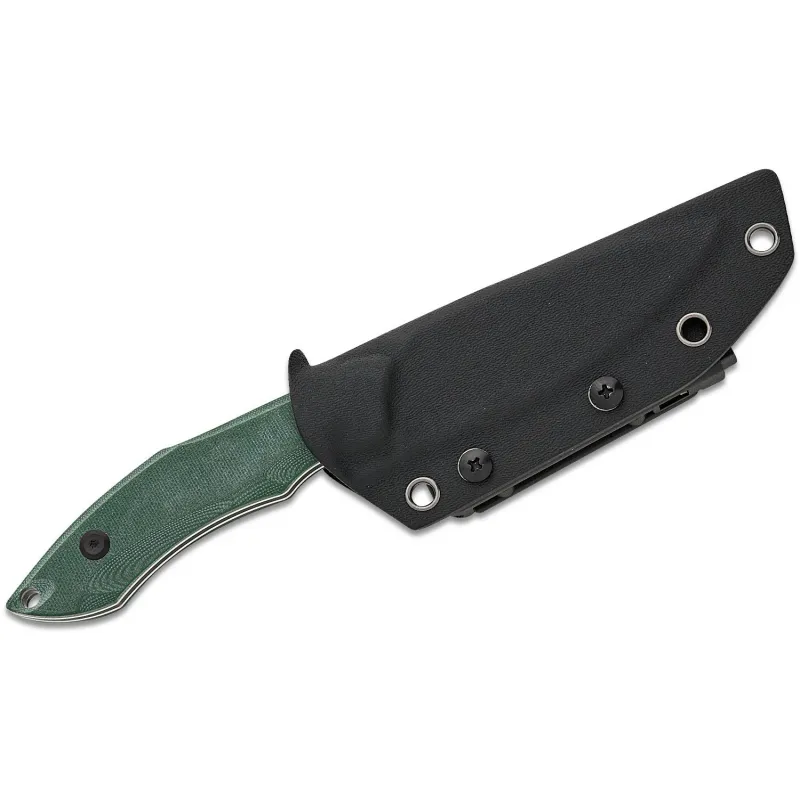 Tenable Knives Luccio Fixed Blade Knife - 3.81" 14C28N Black Stonewashed Harpoon Blade Green G10 Handle Cyclaire Knives and Tools