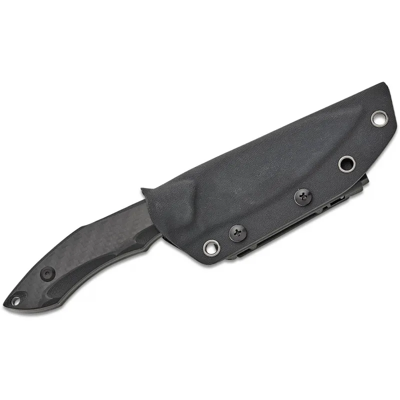 Tenable Knives Luccio Fixed Blade Knife - 3.81" 14C28N Black Stonewashed Harpoon Blade Black G10 Handle CF Inlayes Cyclaire Knives and Tools