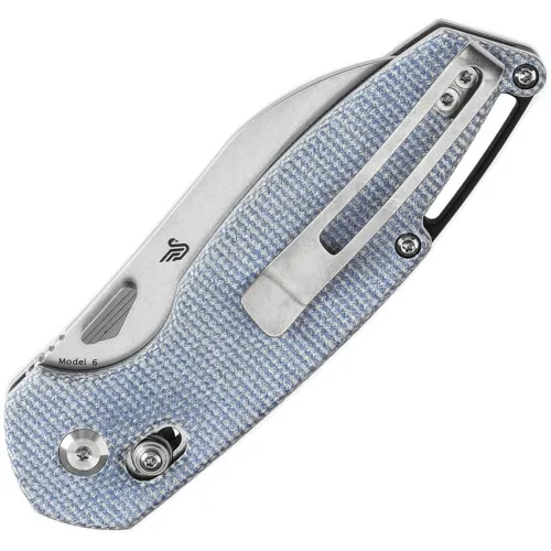 Tenable Knives Model 6 Folding Knife - 3.1" 14C28N Black Sheepsfoot Blade Blue Canvas Micarta Handle