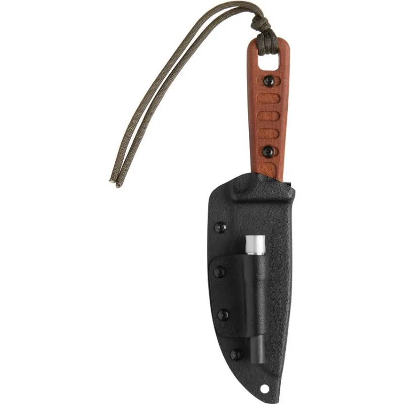 TOPS Knives Lite Trekker Fixed Blade Knife - 4.25" Black Finish 1095HC Carbon Steel Blade Tan Canvas Micarta Handle Cyclaire Knives and Tools