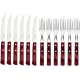 Tramontina Churrasco 12 Piece Cutlery Set - 6 Knives and 6 Forks with Red Wood Handle Cyclaire Knives and Tools
