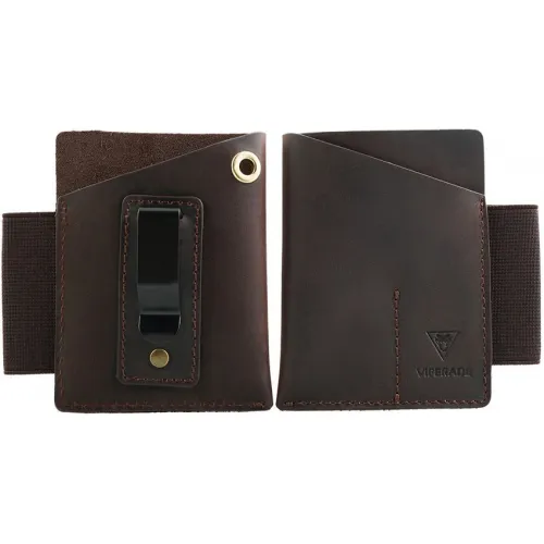 Viperade PJ12 EDC Brown Pocket Organiser – Leather Multi-Tool Pouch with Pen Loop, Card Slot & Belt Clip